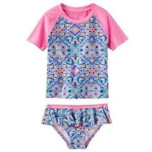 Nwot OshKosh B'gosh Heart Geo Rashguard & Bottoms